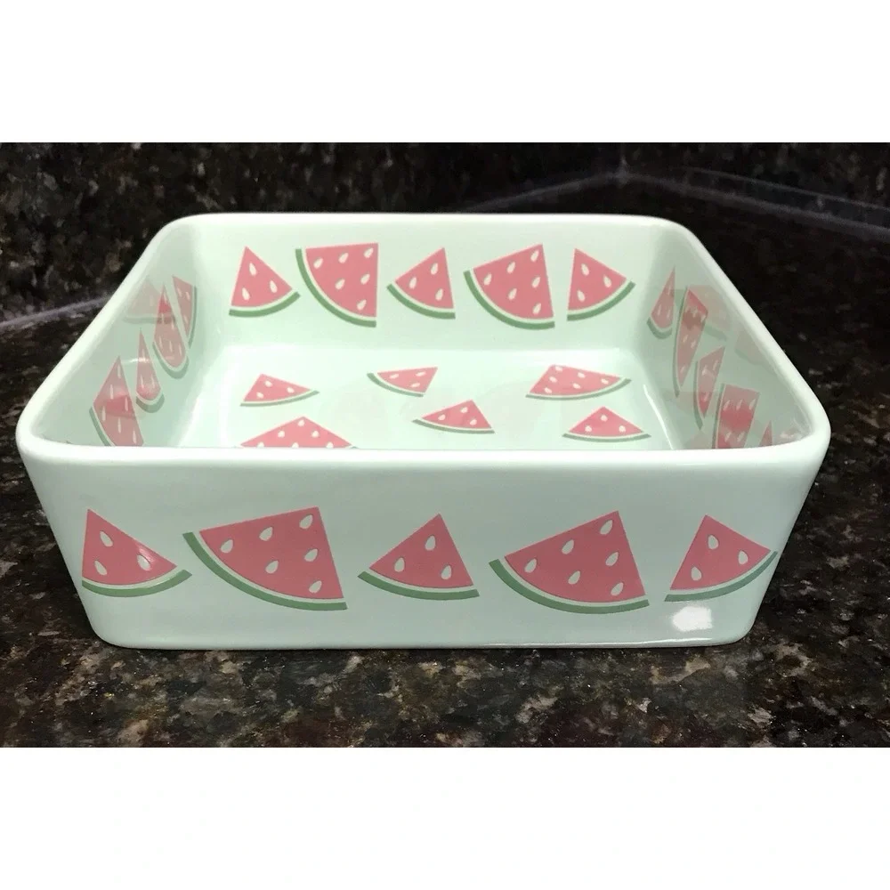 Temptations by‎ Tara Watermelon Bakeware Summer Green Casserole Dish 7'